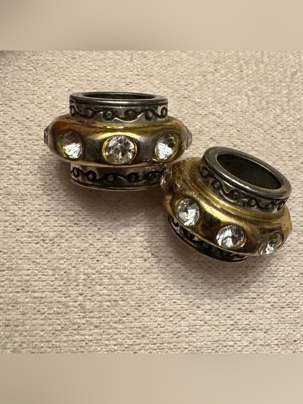 Brighton Gold-Tone Oval Spacer Beads with Clear Crystals - Women's Jewelry